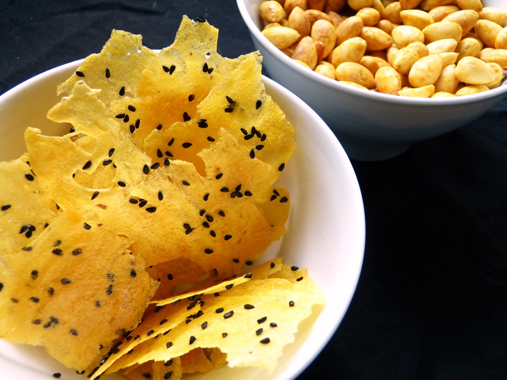 kartoffelchips, röstmandeln