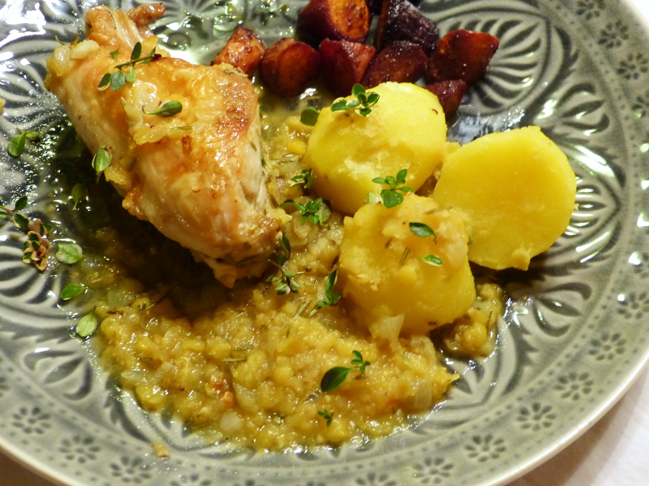 schmorhähnchen mit linsen