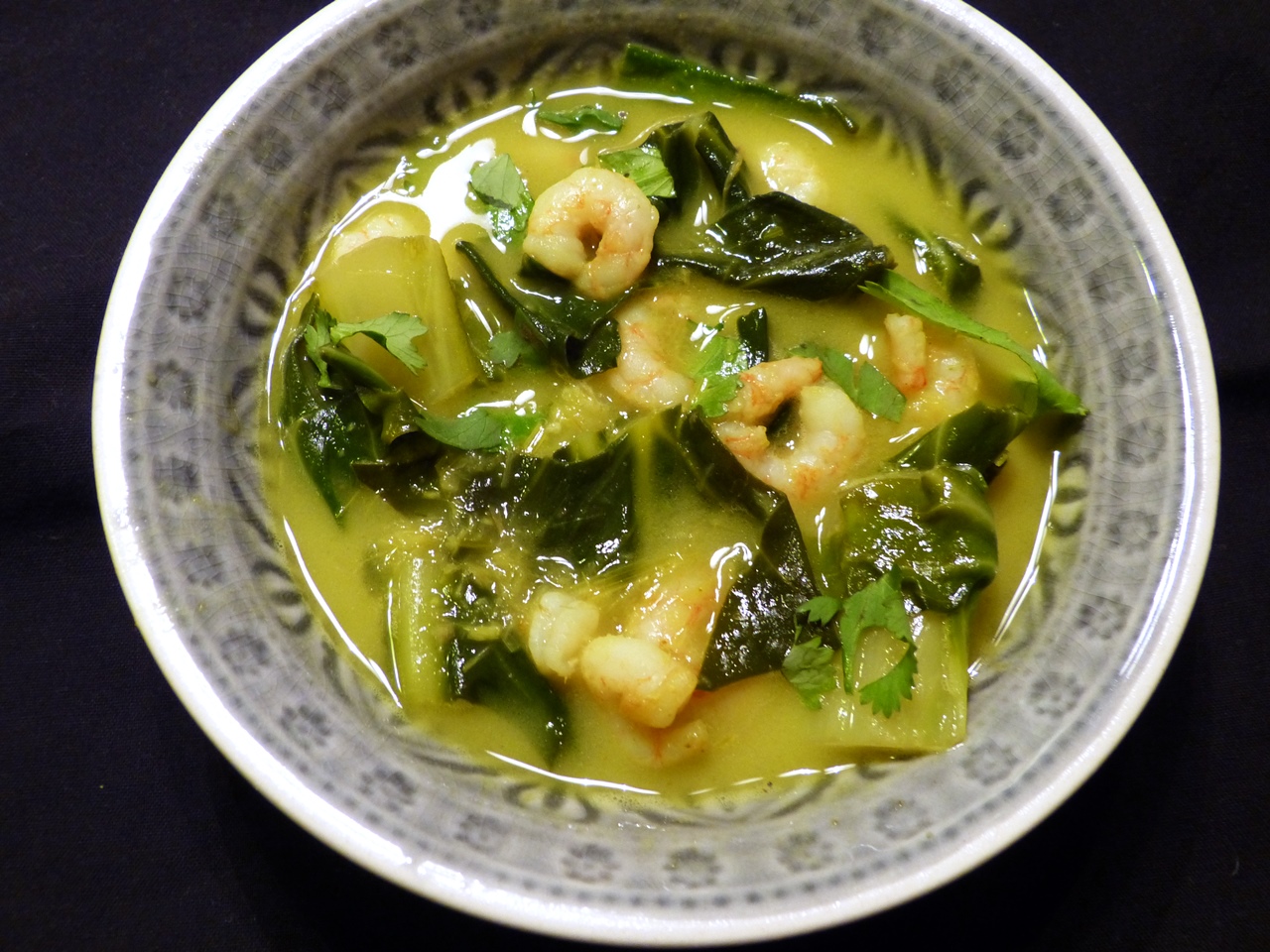 mangold, kokos, shrimps