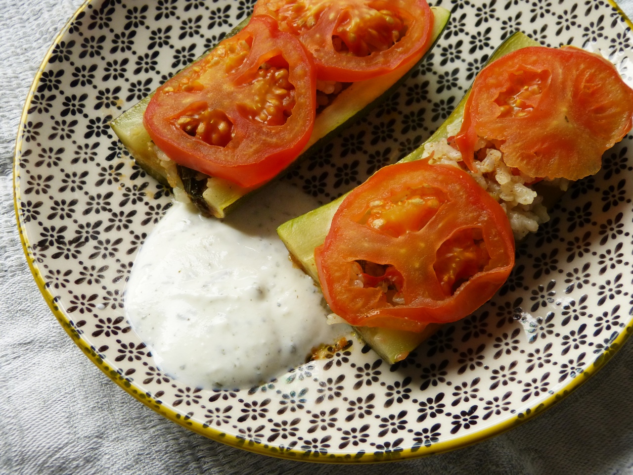 gefüllte zucchini mit reis