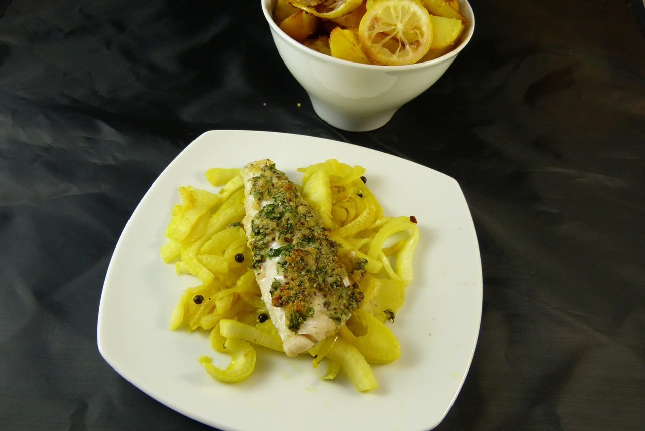 fisch auf orangenfenchel mit zitronenkartoffeln