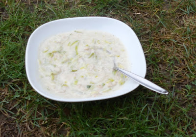 Cremige Lauchsuppe mit Sojagranulat und Cashewcreme - Wiese