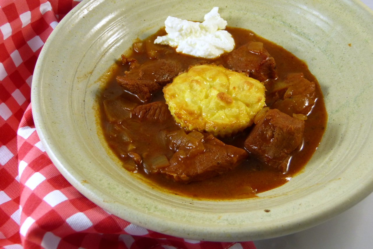 geschmorte wade, spätzleskuchen