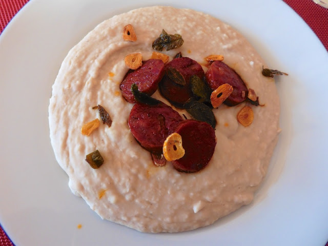 bohnenpüree, chorizo, salbei 1